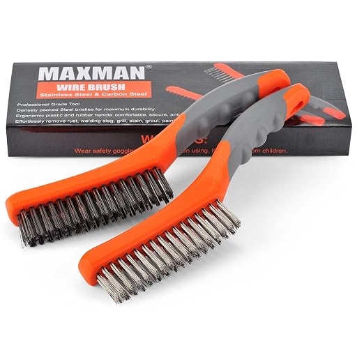 MAXMAN Wire Brush Set, Heavy Duty Stainless Steel and Carbon Steel Wire Brushes by MAXMAN