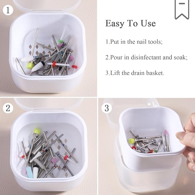 1Pcs Nail Tool Sterilizer, Nail Drill Bits Cleaning Box Disinfection Container - Image 4