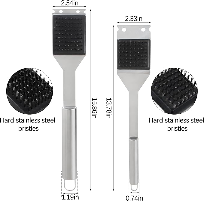 2 Pack Grill Brush and Scraper, Gas/Charcoal Grills - Image 2
