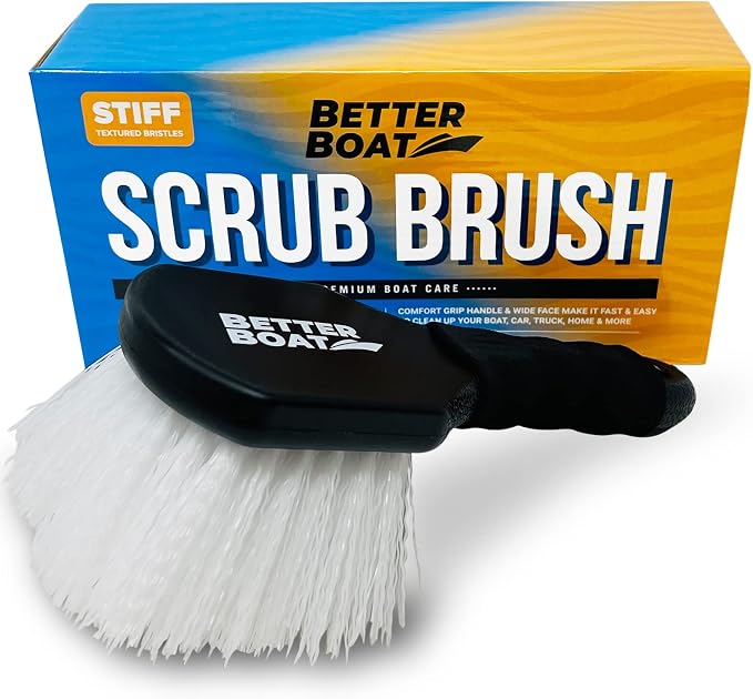 Stiff Hand Scrub Brush, Short Handle Heavy Duty Tire and Wheel Cleaning Tool by BetterBoat