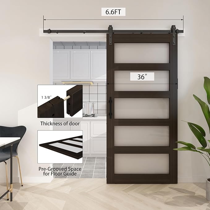 BARNSMITH 36in x 84in Glass Barn Door - Image 6