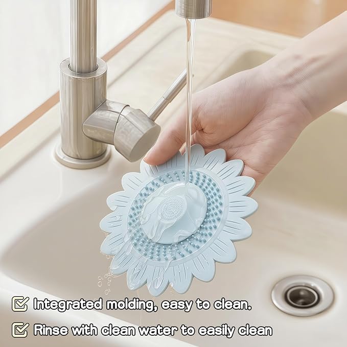 Sunflower Silicone Drain Cover, Flower Shape Bathtub Drain Cover, Non-Slip - Image 6