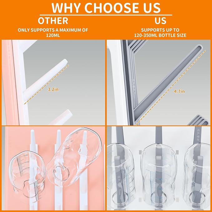 SuoXing Vertical Baby Bottle Drying Rack, Space Saving Countertop Baby Drying - Image 6