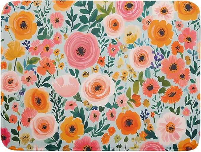 Watercolor Flower Dish Drying Mat by Giwawa