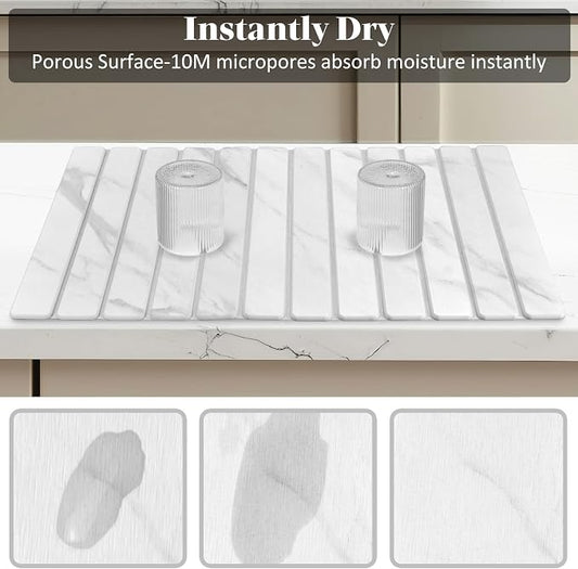 Large Stone Dish Drying Mats for Kitchen Counter, Fast Drying Collapsible Dish - Image 2