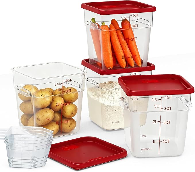 4 Pack 4 Quart Square Clear Food Storage Containers - Image 7