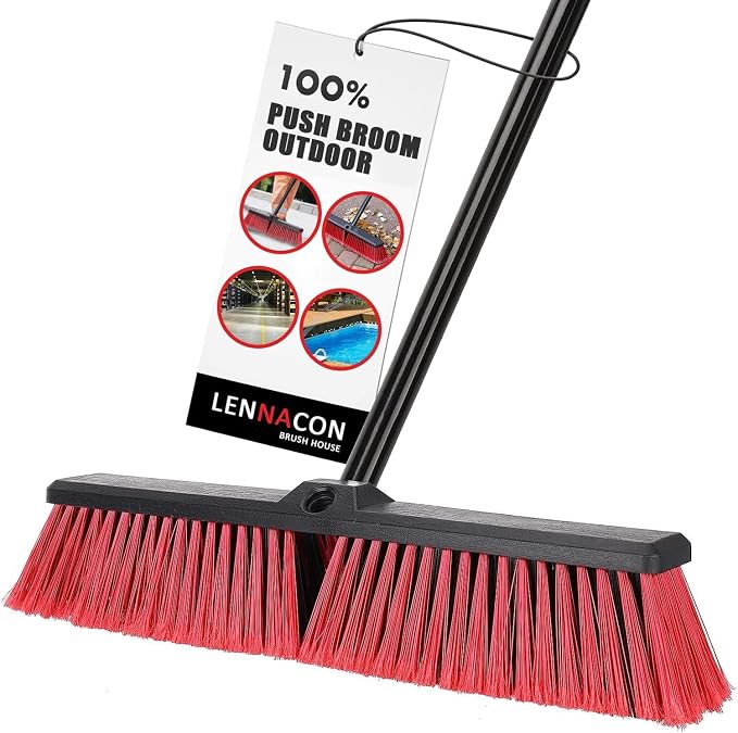 18" Push Broom Outdoor Heavy Duty, Snow Broom by Lennacon