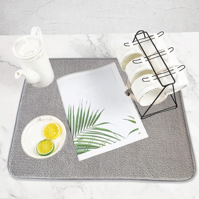 2Pack Large Dish Drying Mat for Kitchen Counter, 24 x 17 Inch Microfiber - Image 7