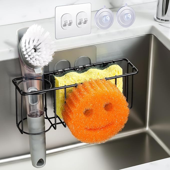 3-IN-1 Multiuse Sponge Holder for Kitchen Sink, Sponge Caddy for Scrub by MakeLifeBetterEasier