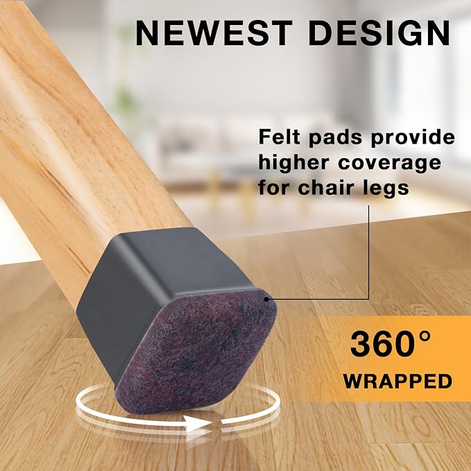 16 Pcs Chair Leg Floor Protectors Square, Silicone Chair Leg Protectors - Image 3
