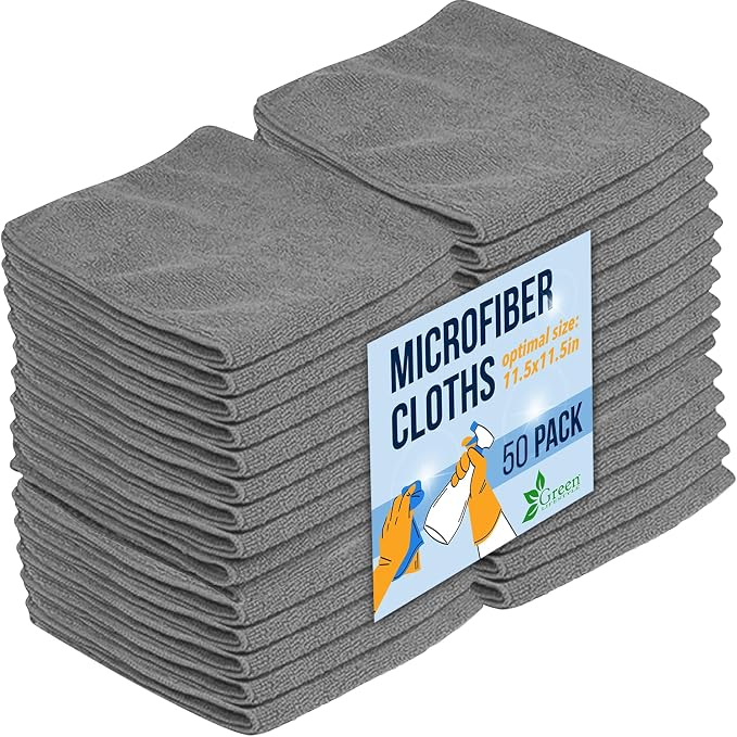 GREEN LIFESTYLE Chamois Cloth, Microfiber Cleaning Cloth 50 Pack, Borderless by GreenLifeStyle