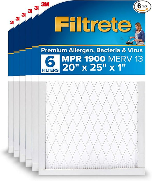 Filtrete 20x25x1 AC Furnace Air Filter, MERV 13, MPR 1900, Premium Allergen by Filtrete
