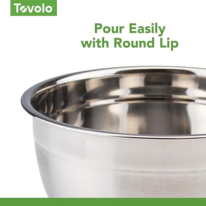 Tovolo XL Mixing Bowl Stainless Steel 7 Quart Extra Large Metal Mixing Bowls - Image 4