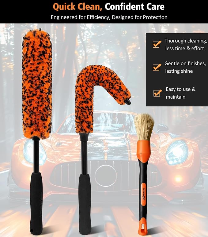 YeewayVeh 3PCS Quick Car Wheel Brush Kit, 2-Size 360° Bendale Rim Cleaner - Image 7