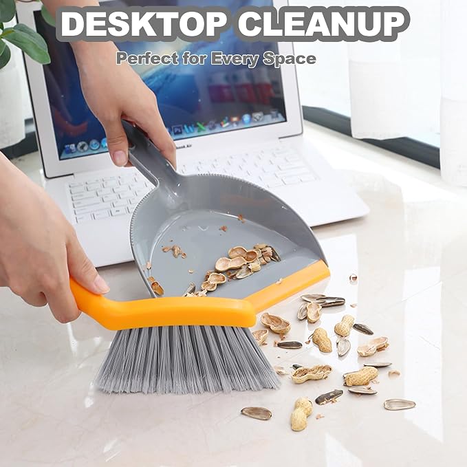 Mini Broom with Dustpan Combo Set Small Dust pan and Brush Set Quick Cleanup - Image 2