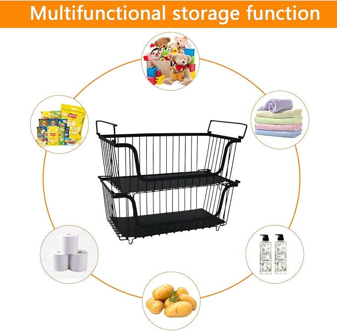 2 Pack Cleaning Supply Caddy and Trash Bag Holder Stand Set, Stackable Wire - Image 3