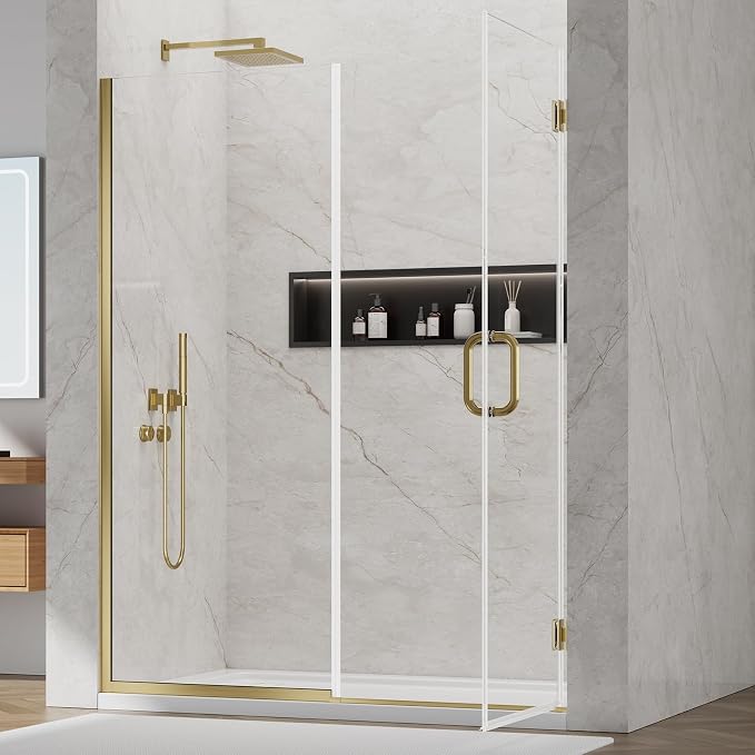 Pivot Shower Door, Adjustable Width 58.5-60" W x 76" H Hinged Shower Glass Door - Image 3