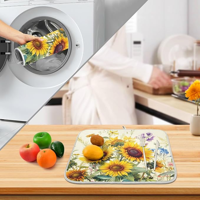Blooming Sunflowers Dish Drying Mat - Image 4