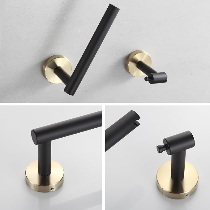 BVL Black and Gold Toilet Paper Holder Wall Mount – 304 Stainless Steel Single - Image 4