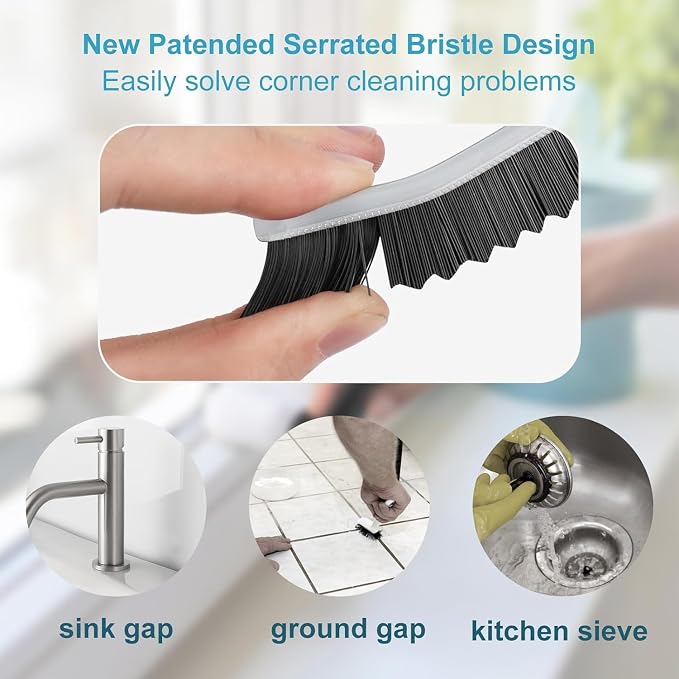 Grey 3pcs Bathroom Crevice Gaps Cleaning Brush Dead Corners Grout Cleaner Scrub - Image 3