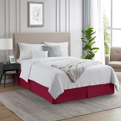 Nestl Red Heaven Twin Bed Skirt - Twin Size Bed Skirt 14 Inch Drop - Brushed Microfiber Bed Skirts - Hotel Quality Pleated Bed Skirt - Shrinkage & Fade Resistant