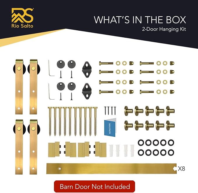 Rio Salto Gold Barn Door Hardware Kit Adjustable Length Sliding Hardware Modern - Image 5