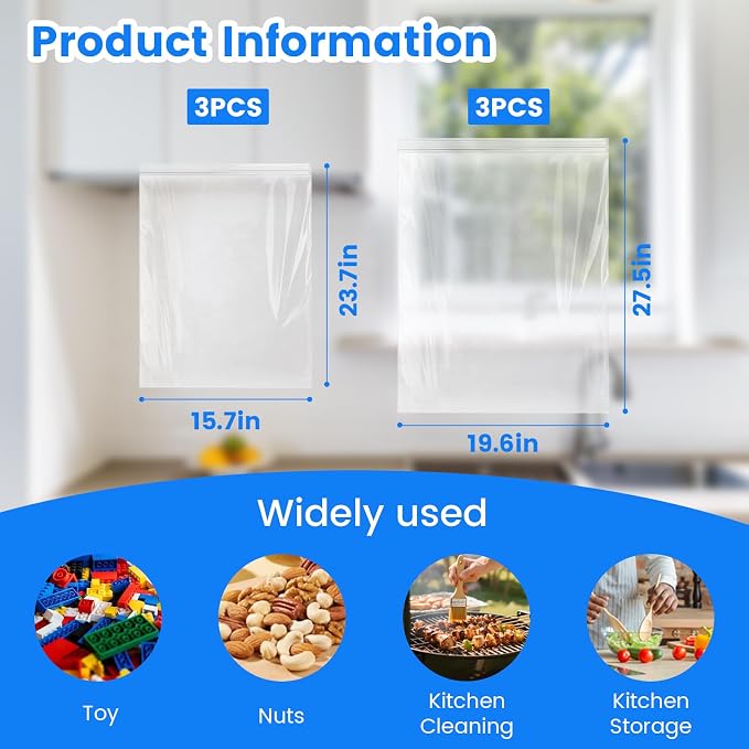 6-Pack Heavy Duty Oven Rack Cleaning Bags, Reusable No-Scrub Soaking Bags - Image 2