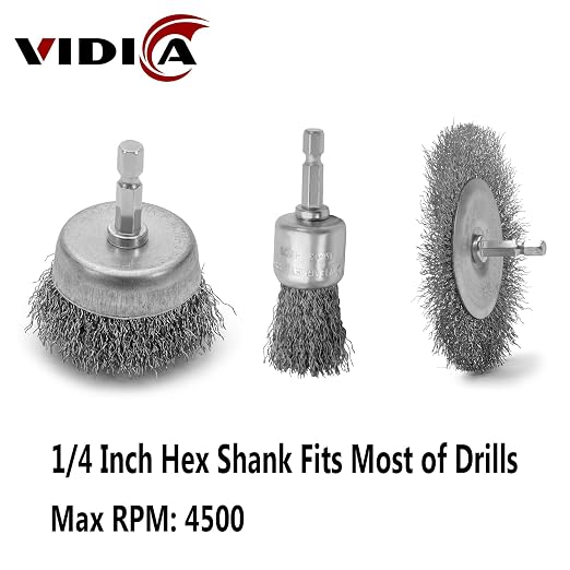 Wire Brush for Drill Set 9Pcs, Abrasive Wire Wheel for 1/4 Inch Hex Shank - Image 3