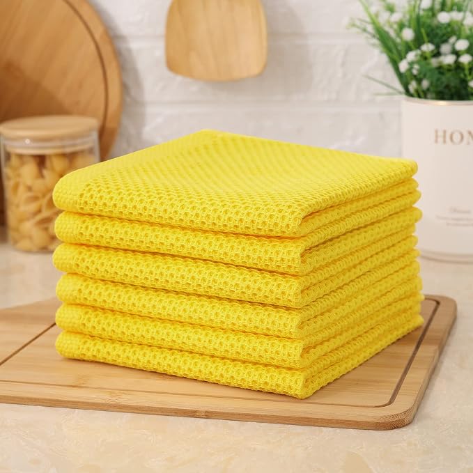 Kitinjoy 100% Cotton Kitchen Dish Cloths, 6 Pack Waffle Weave Ultra Soft - Image 5