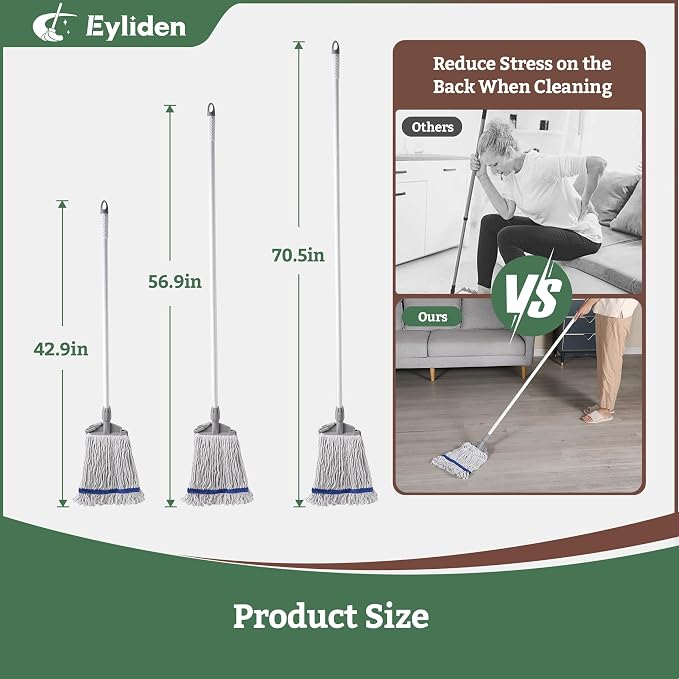 Eyliden String Mops for Floor Cleaning, Heavy Duty Looped-End Commercial Mops - Image 6