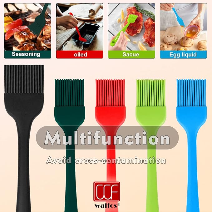 Walfos Silicone Basting Brush Set, 5 Pieces Heat Resistant Pastry Brush - Image 7