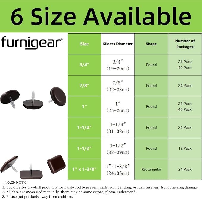 1" Nail on Furniture Sliders - Image 3