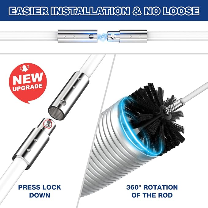 32 Feet Dryer Vent Cleaner Kit, Enhanced Flexible Quick Snap Brush - Image 2