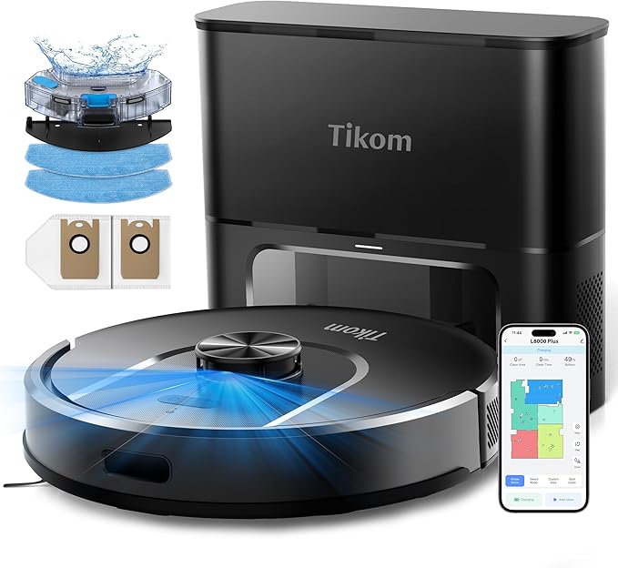 Tikom Robot Vacuum and Mop, 6000Pa Robotic Vacuum Cleaner by Tikom
