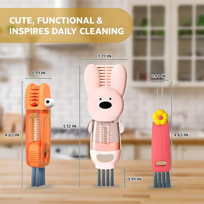 Cup Lid Cleaning Brush, 3 in 1 Cup Cleaner Brush New Multifunctional Lid - Image 3