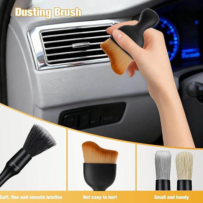 5PCS Car Detailing Brush Kit, Including 3 Ultra Soft No Scratch Boar Hair & 2 - Image 5