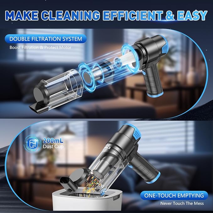 KMM Handheld Car Vacuum Cleaner, 16000PA Air Duster & Vacuum Cleaner, 120W High - Image 5