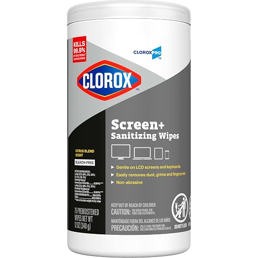 CloroxPro Clorox Screen+ Sanitizing Wipes, Bleach Free Cleaning Wipes, Citrus - Image 9