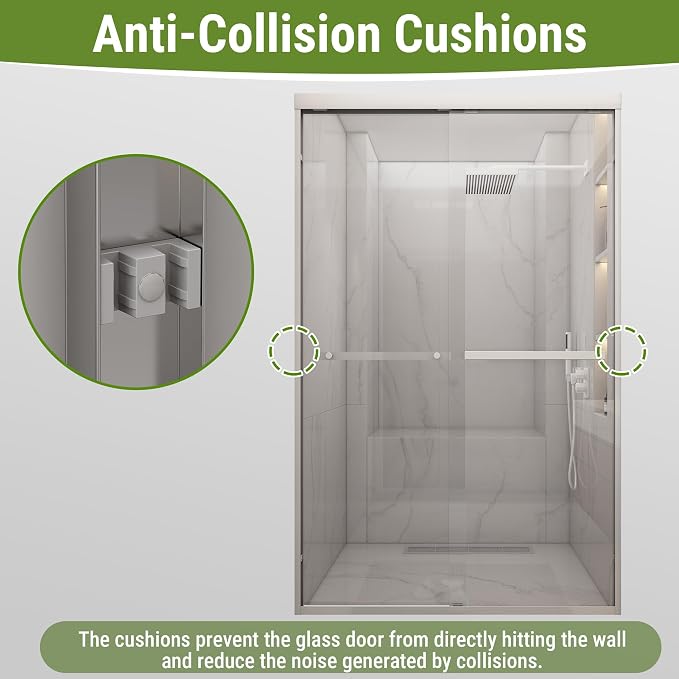 Shower Door 44-48" W * 72" H, Polished Chrome Double Sliding Shower Door - Image 5