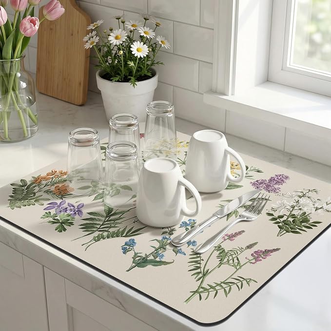 LOKHOM Dish Drying Mat for Kitchen Counter, Dish Drainer Rack Mat for Kitchen - Image 5