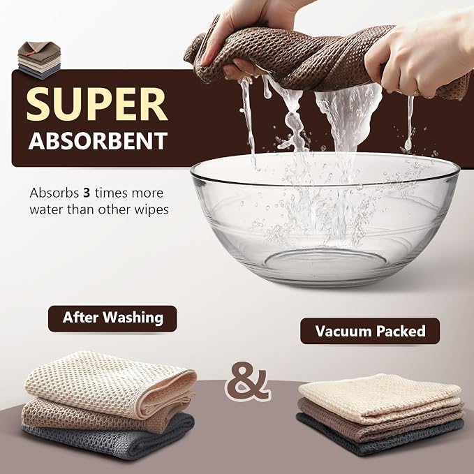 FGSAEOR Barista Cleaning Towels 6-Pack, 100% Cotton Waffle Weave 12x12 Inch - Image 7