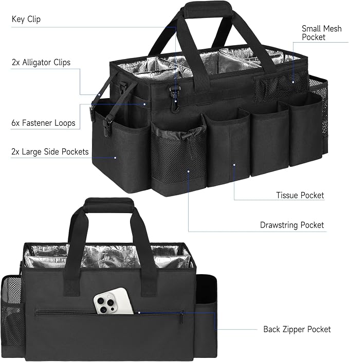 Cleaning Caddy Bag, Extra Large Cleaning Supplies Organizer - Image 3