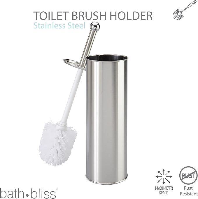 Bath Bliss Stainless Steel, Rust Resistant, Heavy Duty Toilet-Brushes, 2 Pack - Image 2