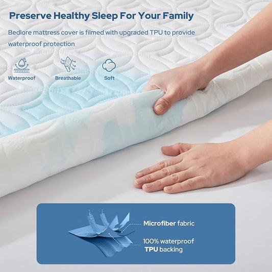 BEDLORE Waterproof Mattress Protector, Twin Size Mattress Pad - Image 2
