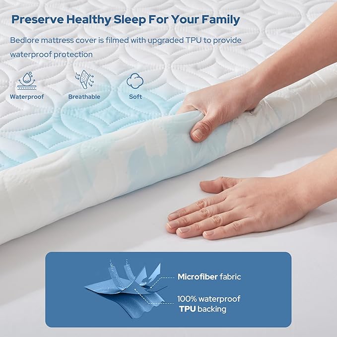 BEDLORE Waterproof Mattress Protector, Full Size Mattress Pad - Image 2