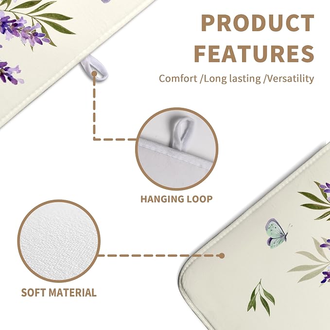 Spring Lavender Floral Dish Drying Mats Spring Summer Dish Mat Purple Flowers - Image 2