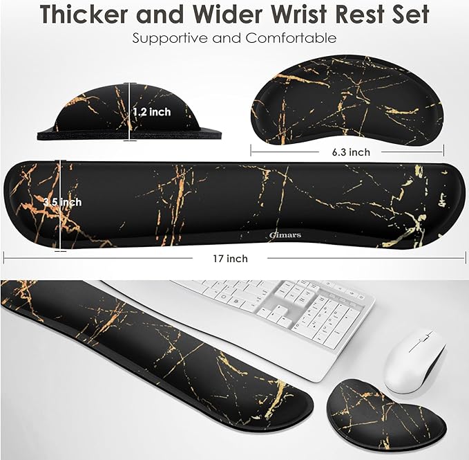 Gimars Upgrade Enlarge Gel Memory Foam Set Keyboard Wrist Rest Pad, Mouse Wrist - Image 7