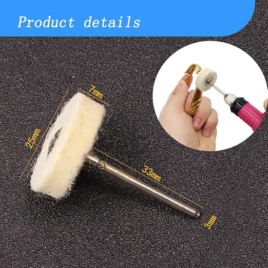Luo ke 20 Pack Compressed Wool Felt Polishing Wheel 1/8" Mandrel Mounted Wool - Image 2