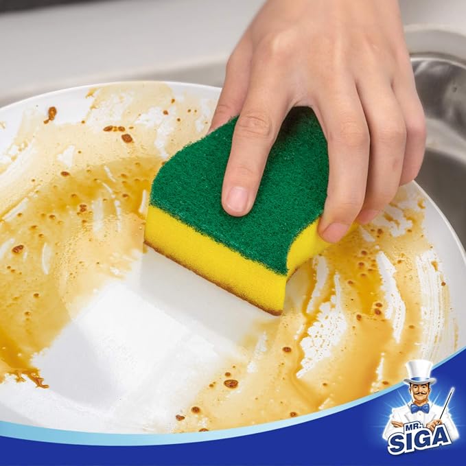 MR.SIGA Heavy Duty Scrub Sponge, Size:11 x 7 x 3 cm, 4.3" x 2.8" x 1.2" - Image 6