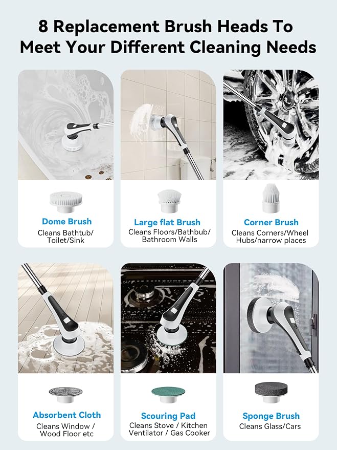 Electric Spin Scrubber, Cordless Cleaning Brush - Image 7